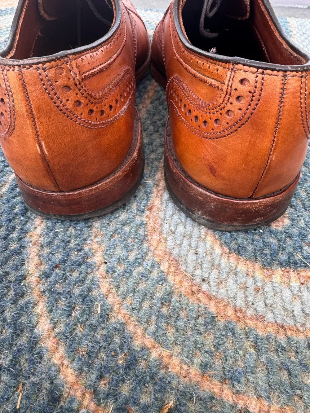 Allen Edmonds Men's Shoes Strand Brown Leather Brogue Oxford Dress size 9.5